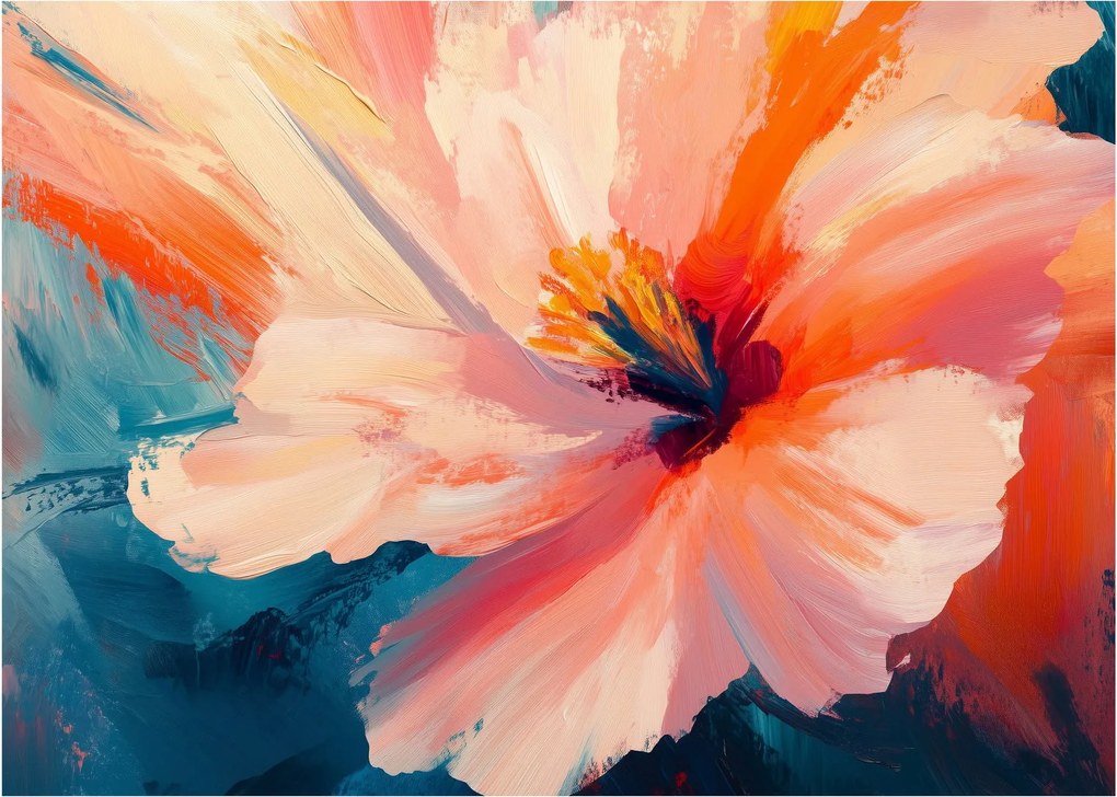 Obraz - Maľovaný kvet (70x50 cm)