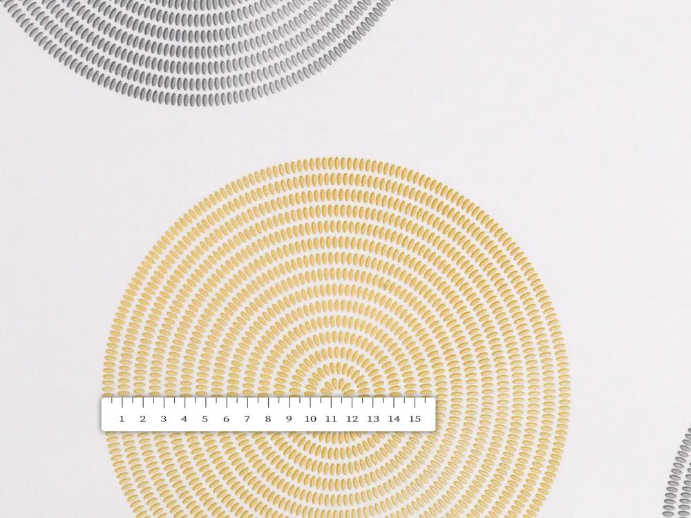 Biante Zamatová obliečka na vankúš Tamara TMR-023 Žlté a sivé designové kruhy na smotanovom 50 x 70 cm