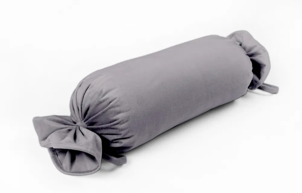 Biante Zamatový vankúš valec bonbon Velvet Prémium SVP-013 Sivý 15x100 cm