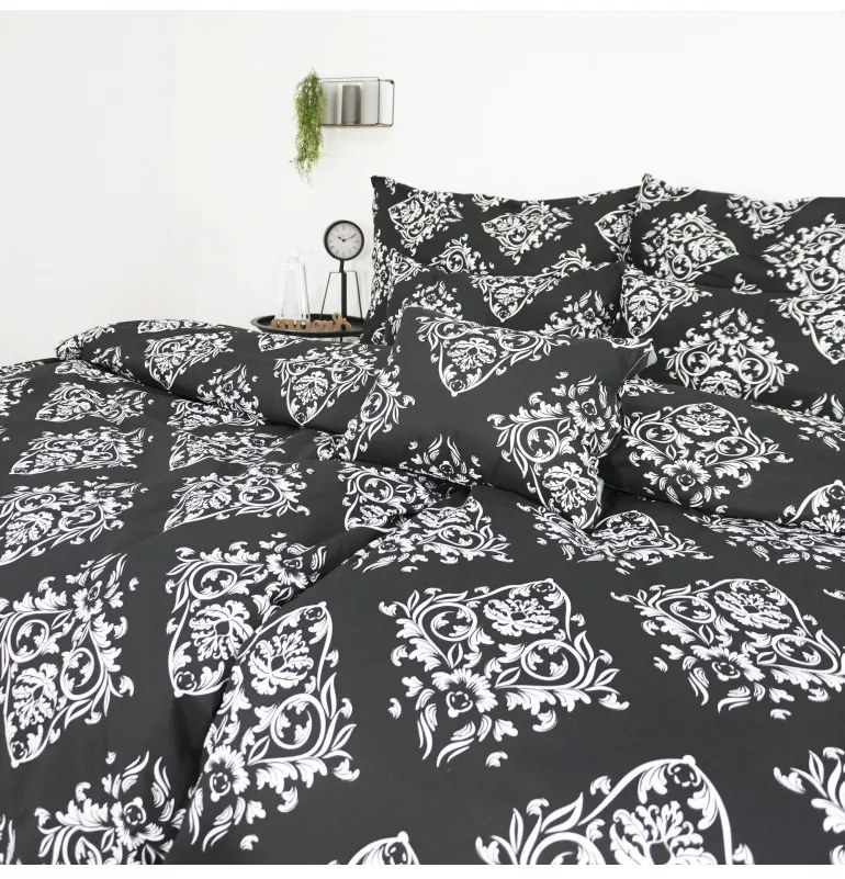 Obliečky Ornament čierny EMI, Predĺžený set jednolôžko obsahuje 1x 140x220 + 1x 70x90