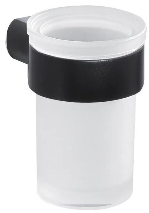 Gedy - Nástenný stojanček na zubné kefky PIRENEI mliečne sklo/čierna