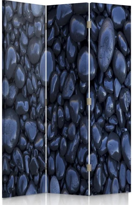 CARO Paraván - Black Stones | trojdielny | obojstranný 110x150 cm
