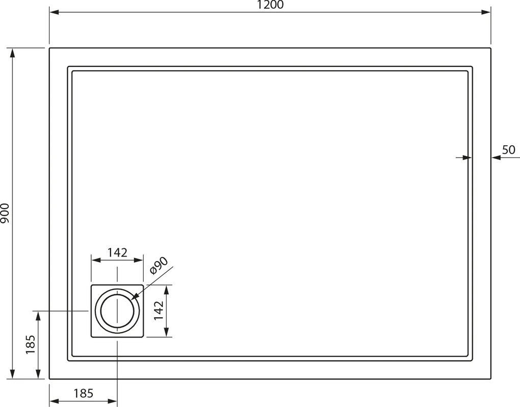 Gelco Gelco, XENA vanička z liateho mramoru, obdĺžnik 120x90cm, biela, HX12090
