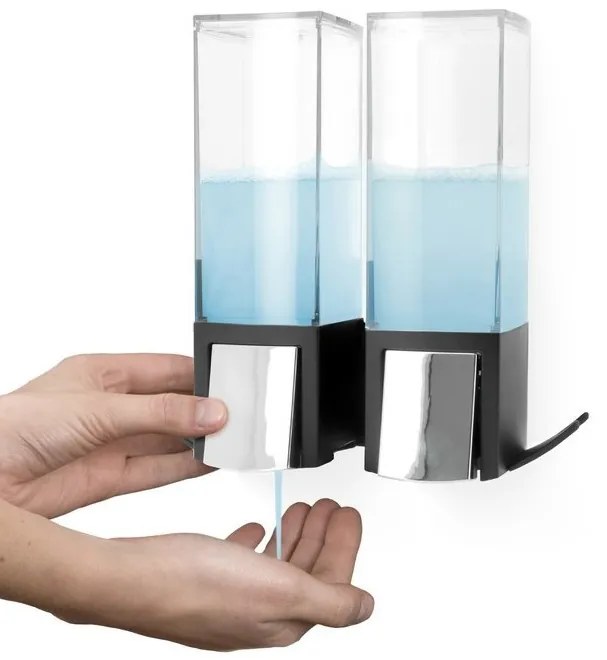 Dávkovač mydla Compactor Edge, 2 x 500 ml, čierna