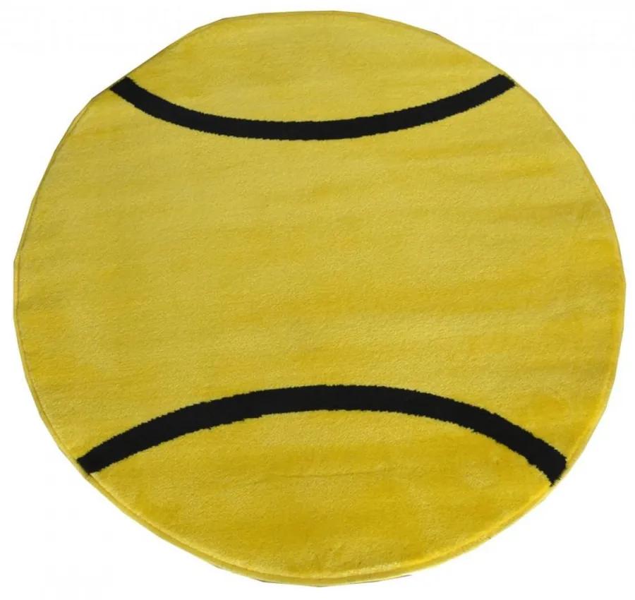 Detský kusový koberec Tenis žltý kruh 100x100cm