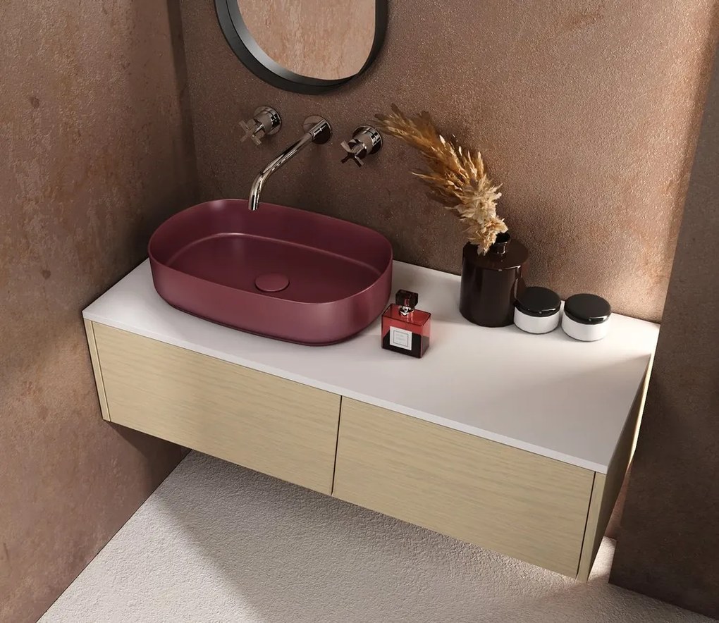 Sapho Sapho, INFINITY OVAL keramické umývadlo na dosku, 55x36 cm, Ivory, 10NF65055-2K
