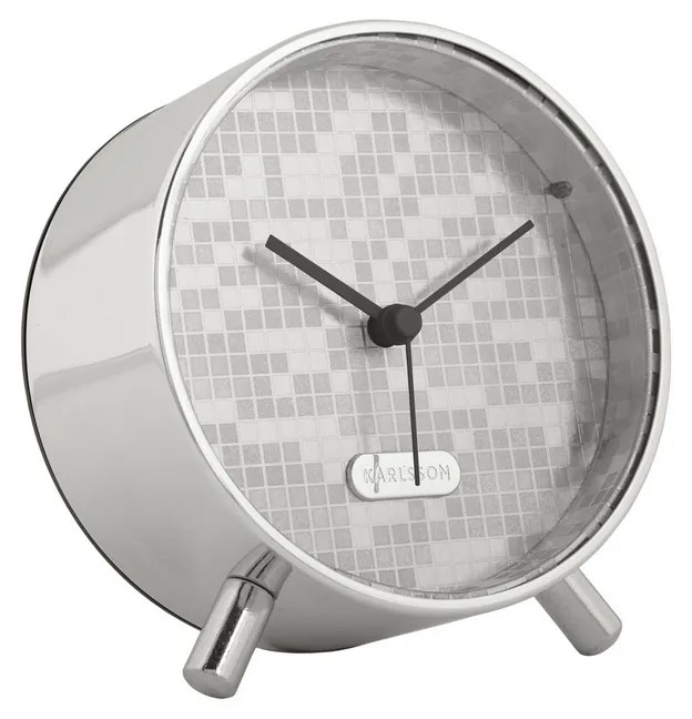 Karlsson 6004SI dizajnový budík strieborná, pr. 11 cm