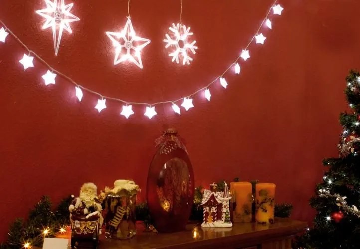 Nexos 32828 Vianočné dekorácie na okno - sada 2 hviezdy a 1 vločka - studená biela