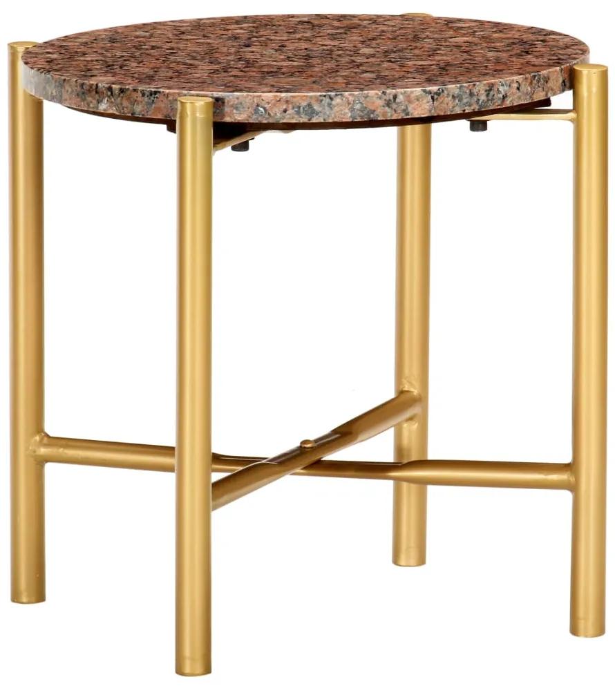 vidaXL Konferenčný stolík hnedý 40x40x40 cm pravý kameň s mramorovou textúrou