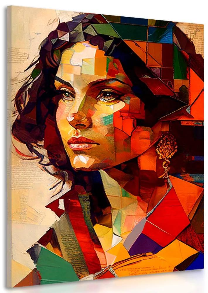 Obraz profil ženy v patchwork dizajne Varianta: 60x90