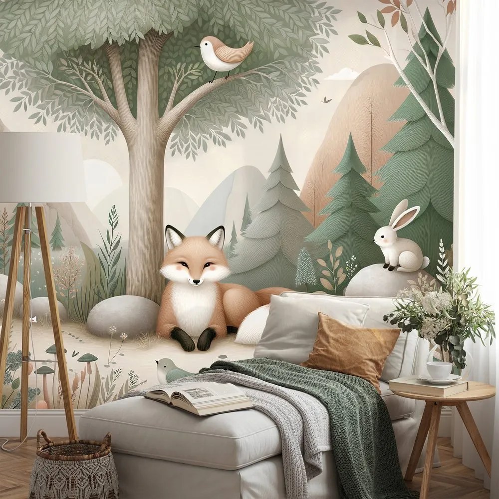 Samolepiaca tapeta lesná rozprávka s líškou
