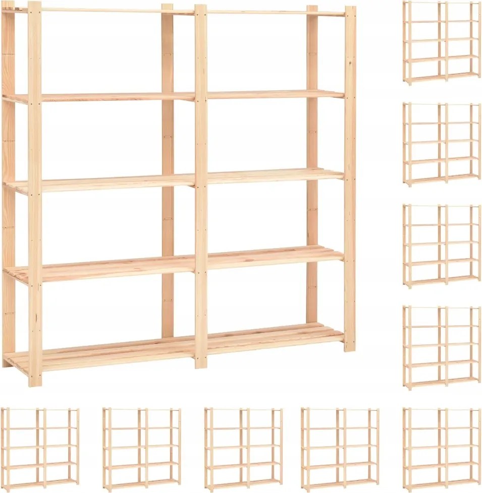 vidaXL Regály s 5 policami 10 ks 170x38x170 cm borovicový masív 500 kg