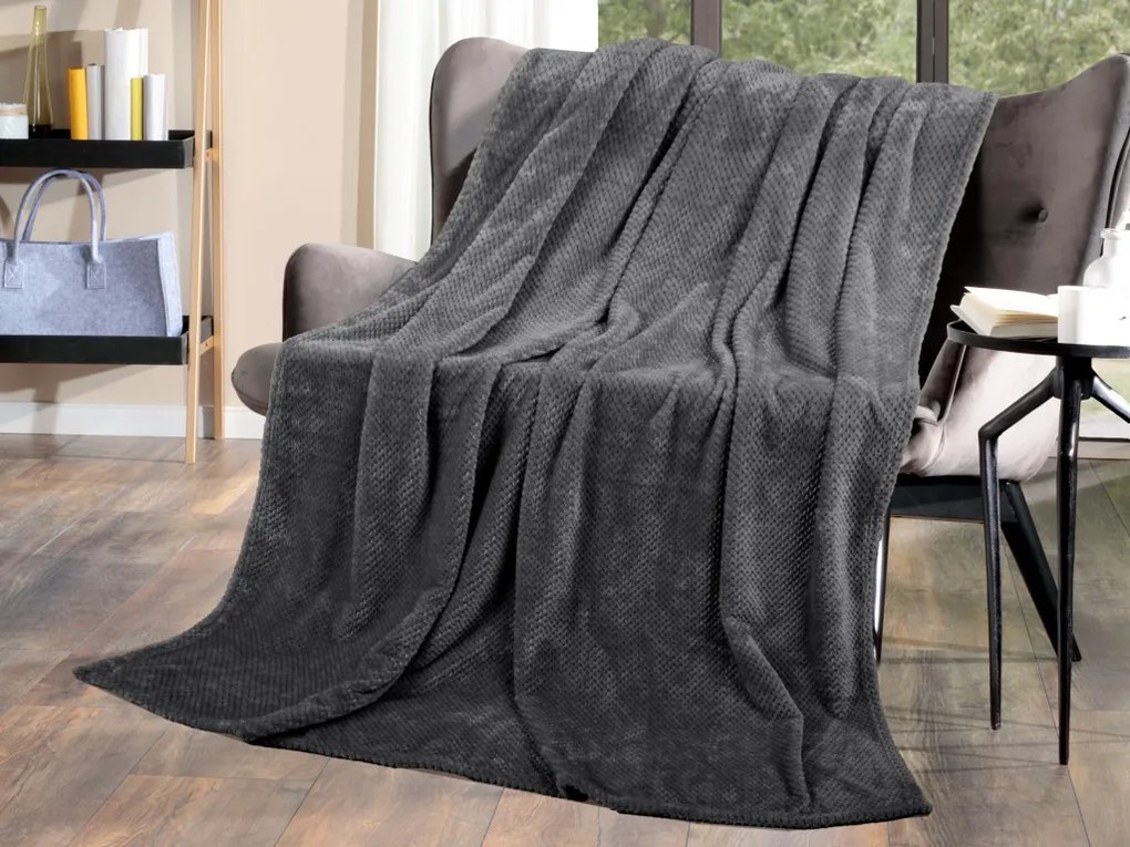 Flanelová deka Cashmere Dots 150x200 cm, antracitová