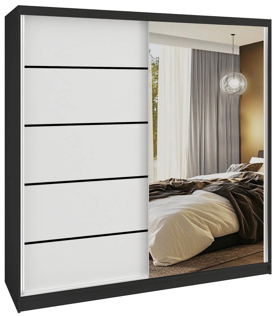 Šatníková skriňa SERENITY 200 cm biely mat MBP SERENITY SZP5/0/B/W/0/HIAL