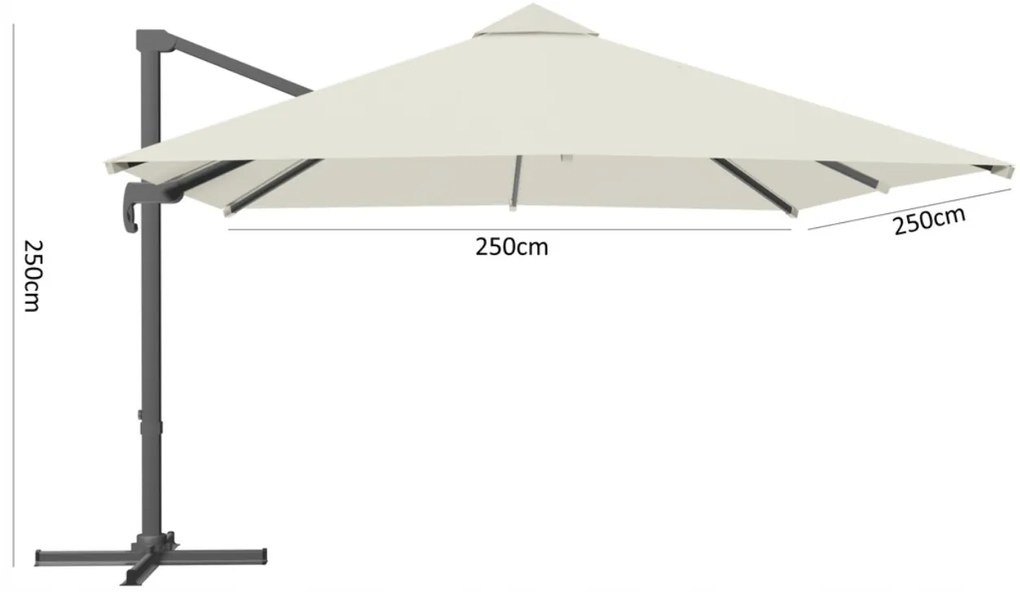 Záhradný slnečník s ochranným obalom MINI ROMA 250 x 250 cm béžový