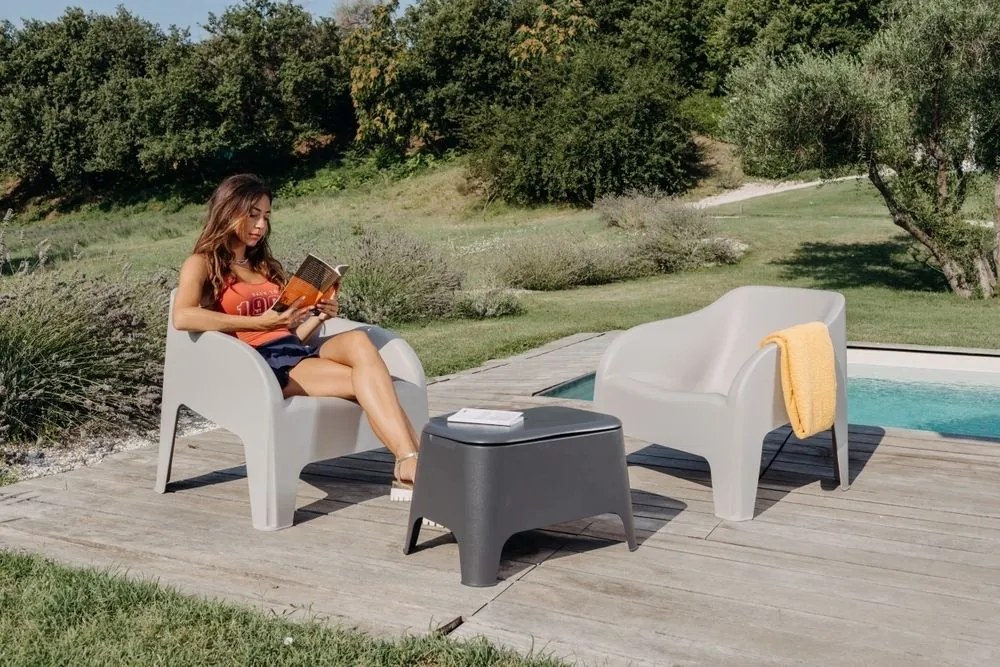 PETRA ARMCHAIR plastové kreslo, sivé