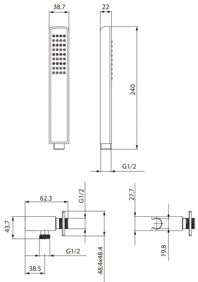 Cersanit S951-522 - Sprchová súprava MILLE lesklý chróm