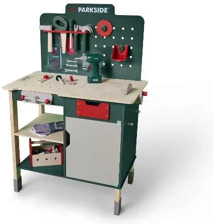 lupilu®  Detský drevený pracovný stôl + drevený aku skrutkovač  (800011071)