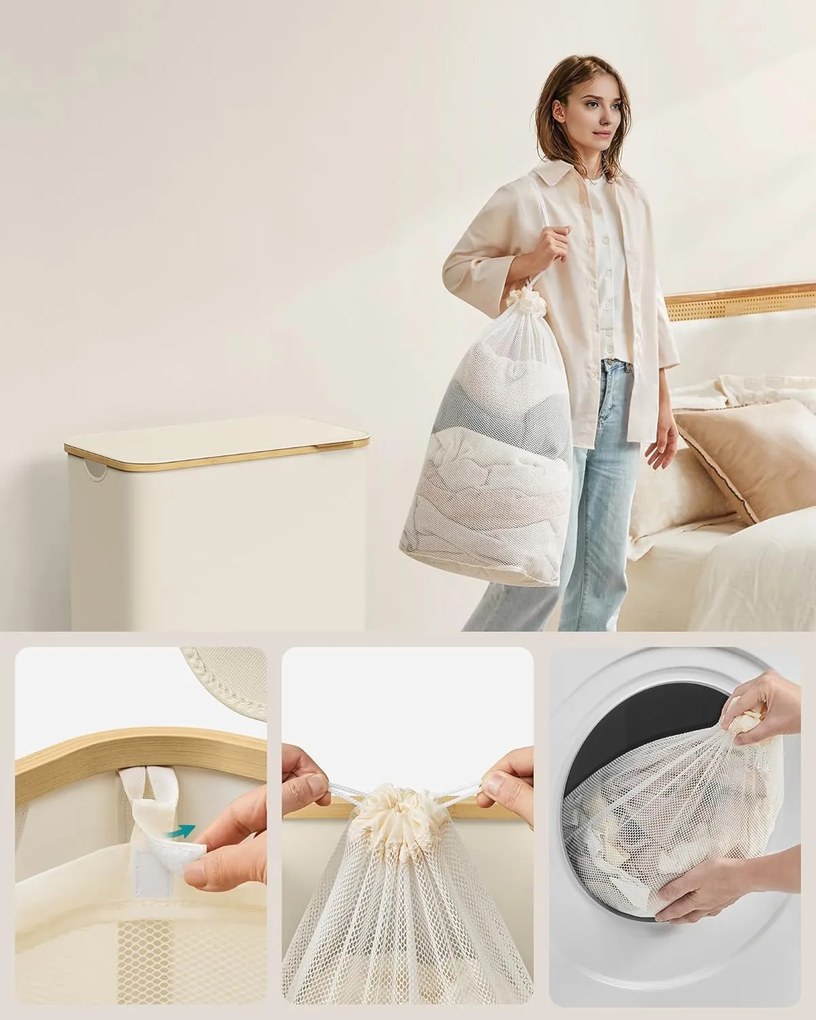 Koš na prádlo Leslie 150 L krémový