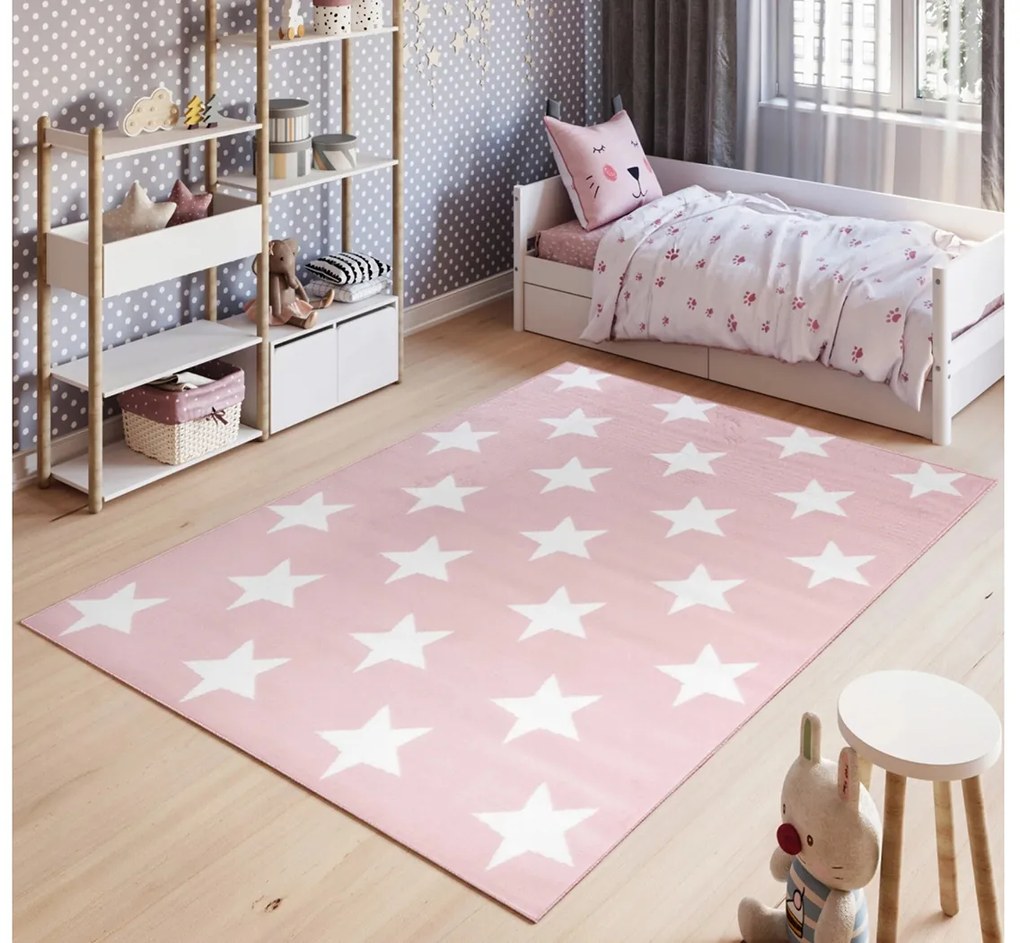 Vulpi Ružový detský koberec Pinky Stars 140x200