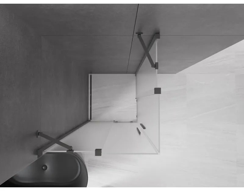 Mexen Velar Duo, sprchový kút s posuvnými dverami 90 x 90 cm, 8mm sklo námraza, brúsený grafit, 871-090-090-32-95