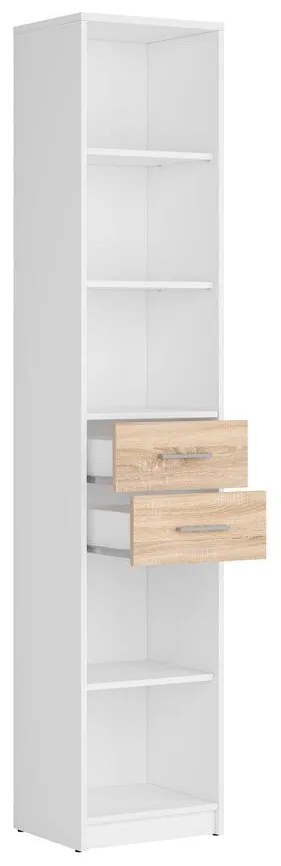 Regál BRW Nepo Plus 26 (biela + dub sonoma) . Akcia -31%. Vlastná spoľahlivá doprava až k Vám domov. 1098376