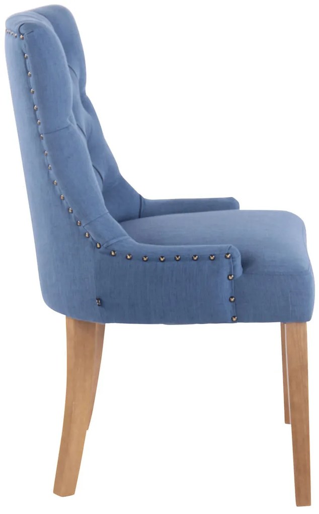 Jedálenská stolička Aberdeen - látka, drevené nohy antik svetlé - Modrá