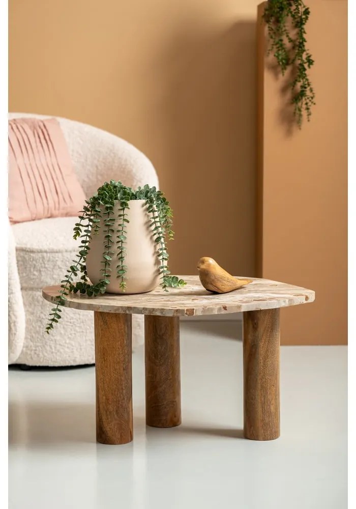 Odkladací stolík s doskou v dekore mramoru 50x75 cm Organic – Leitmotiv