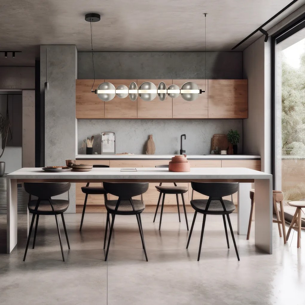 Závesné svietidlo Daphne, 7x grafitové sklenené tienidlo, b