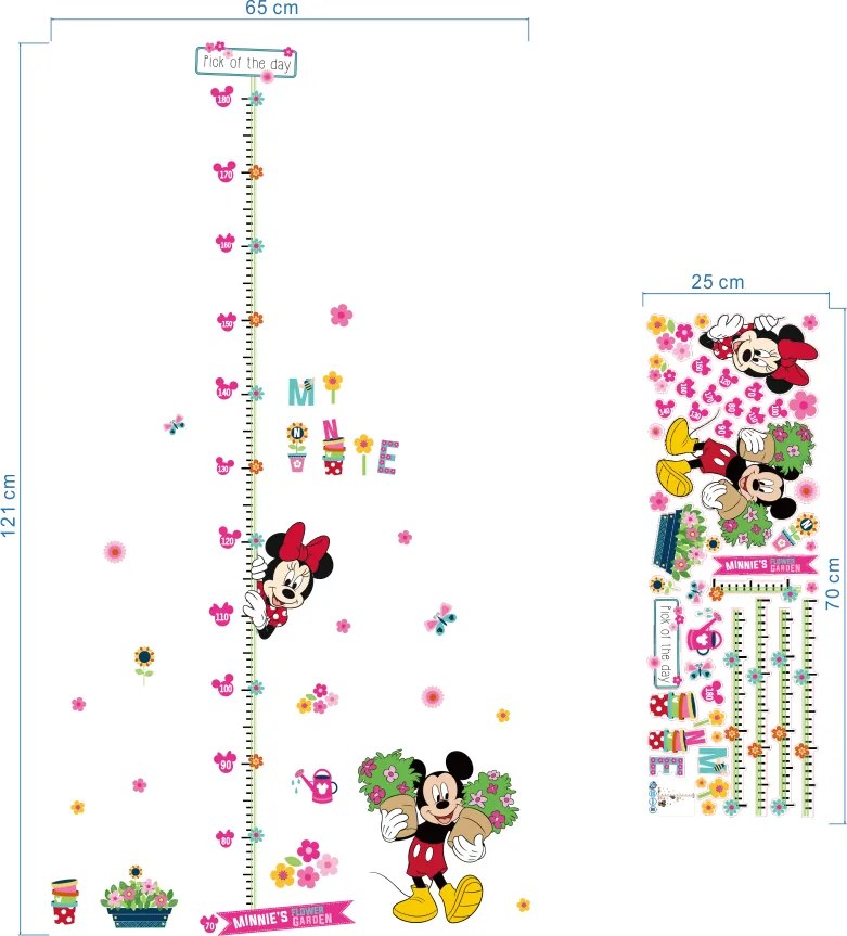 Veselá Stena Samolepka meter Minnie Mickey