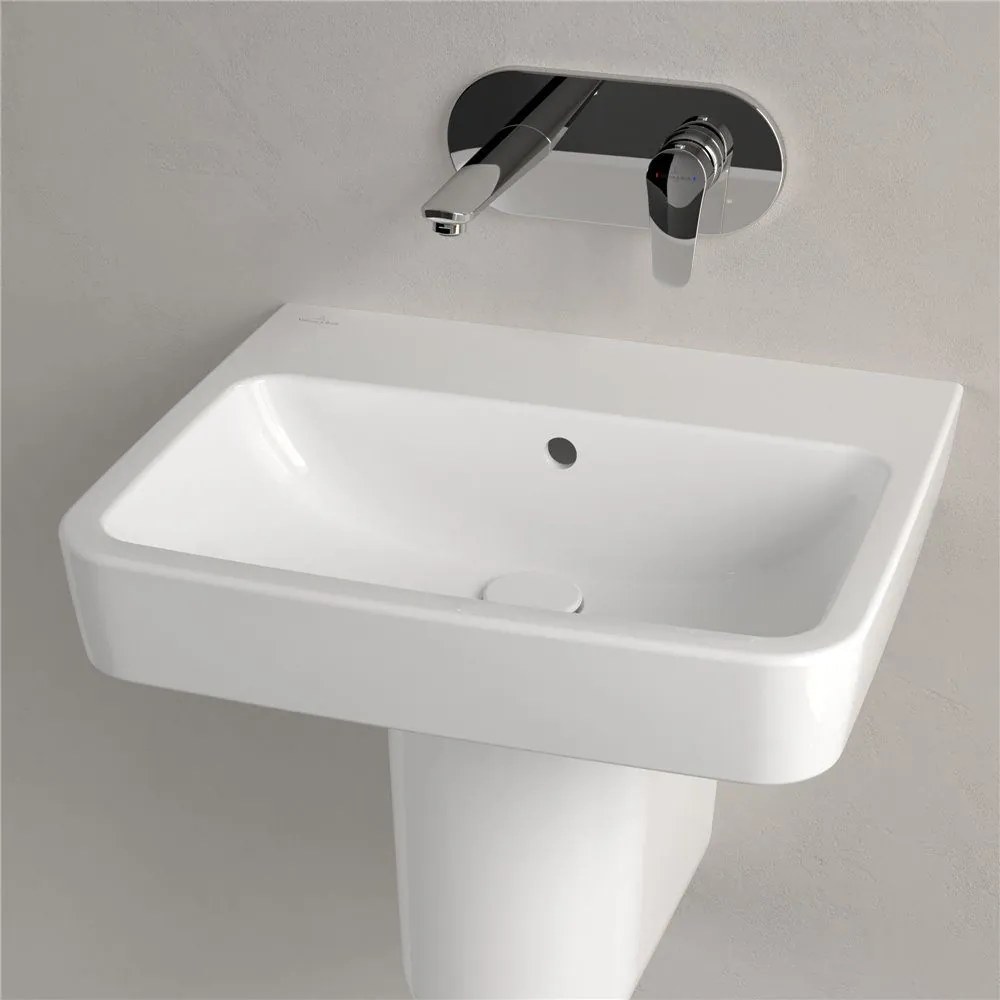 VILLEROY &amp; BOCH O.novo závesné umývadlo bez otvoru, s prepadom, 550 x 460 mm, biela alpská, s povrchom CeramicPlus, 4A4157R1