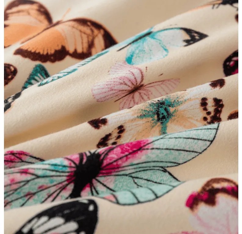 Flanelové obliečky z mikrovlákna VIVA BUTTERFLY krémové Rozmer obliečky: 2 ks 70 x 90 cm | 200 x 220 cm