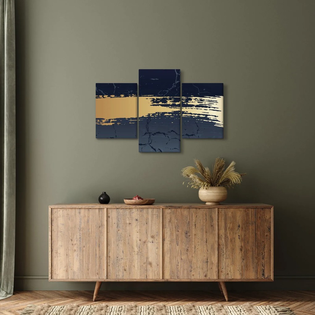 Obraz - Modrá a zlatá abstrakcia N⁰2 (90x60 cm)