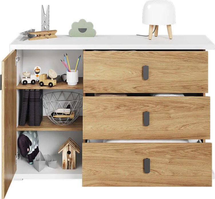 Dizajnová komoda Karlos 135cm dub hikor