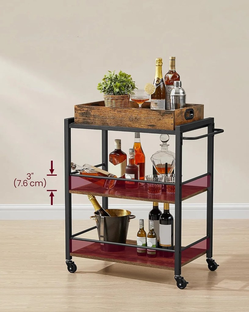 Kuchynský pojazdný regál Vasagle Becky hnedý/čierny