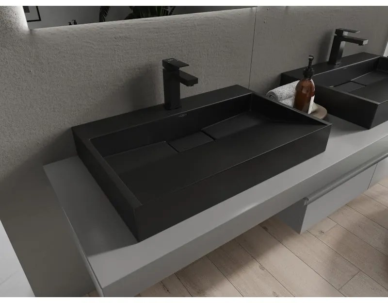 Mexen Ava, umývadlo na dosku z konglomerátu 1/O 70 x 46 cm, čierna matná, 23017071