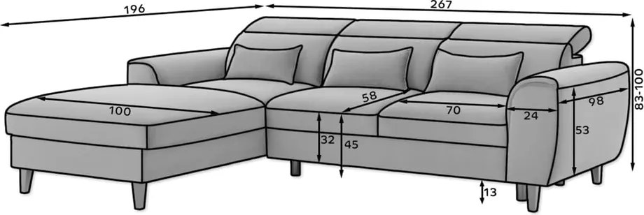 Svetlohnedá zamatová rozkladacia/s úložným priestorom rohová pohovka (ľavý roh/s leňoškou) Foble – ELTAP