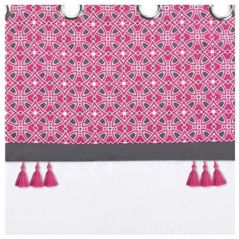 Sammer Biela záclona s ružovým vzorom a decentnými strapcami 140 x 240 3574386267533