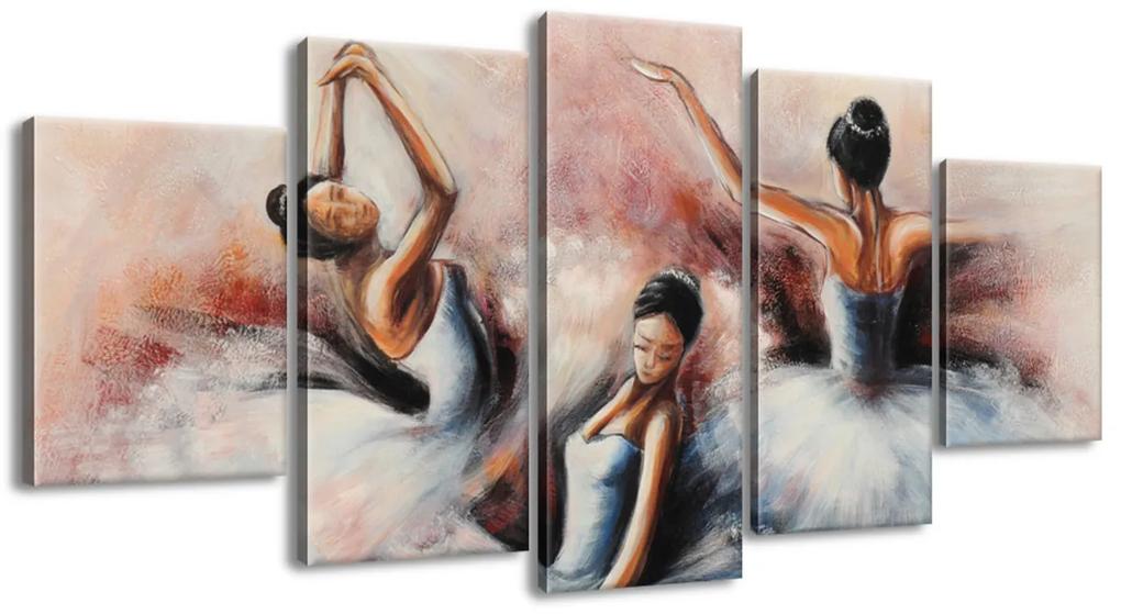Gario Ručne maľovaný obraz Nádherné baletky - 5 dielny Rozmery: 100 x 70 cm