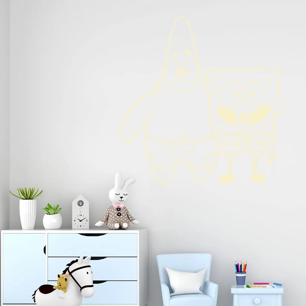 Veselá Stena Samolepka SpongeBob a Patrick Farba: modrá, Veľkosť: 60 x 61 cm