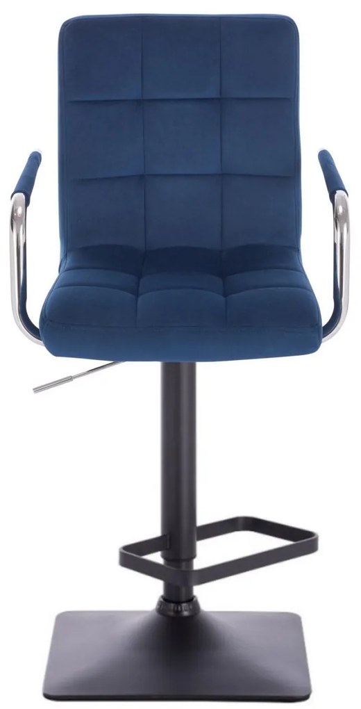 LuxuryForm Barová stolička VERONA VELUR na čierne základni - modrá