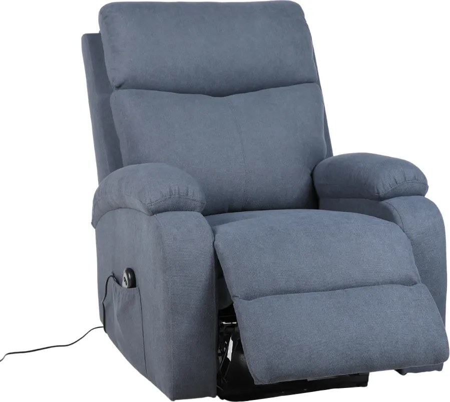 TV kreslo NIDO s elektrickým polohovaním — látka, sivá, nosnosť 130 kg