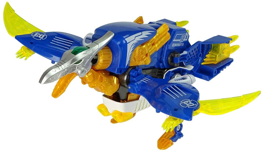 Lean Toys Modrý dinosaurus s krídlami a zbraň 2v1 - Príslušenstvo