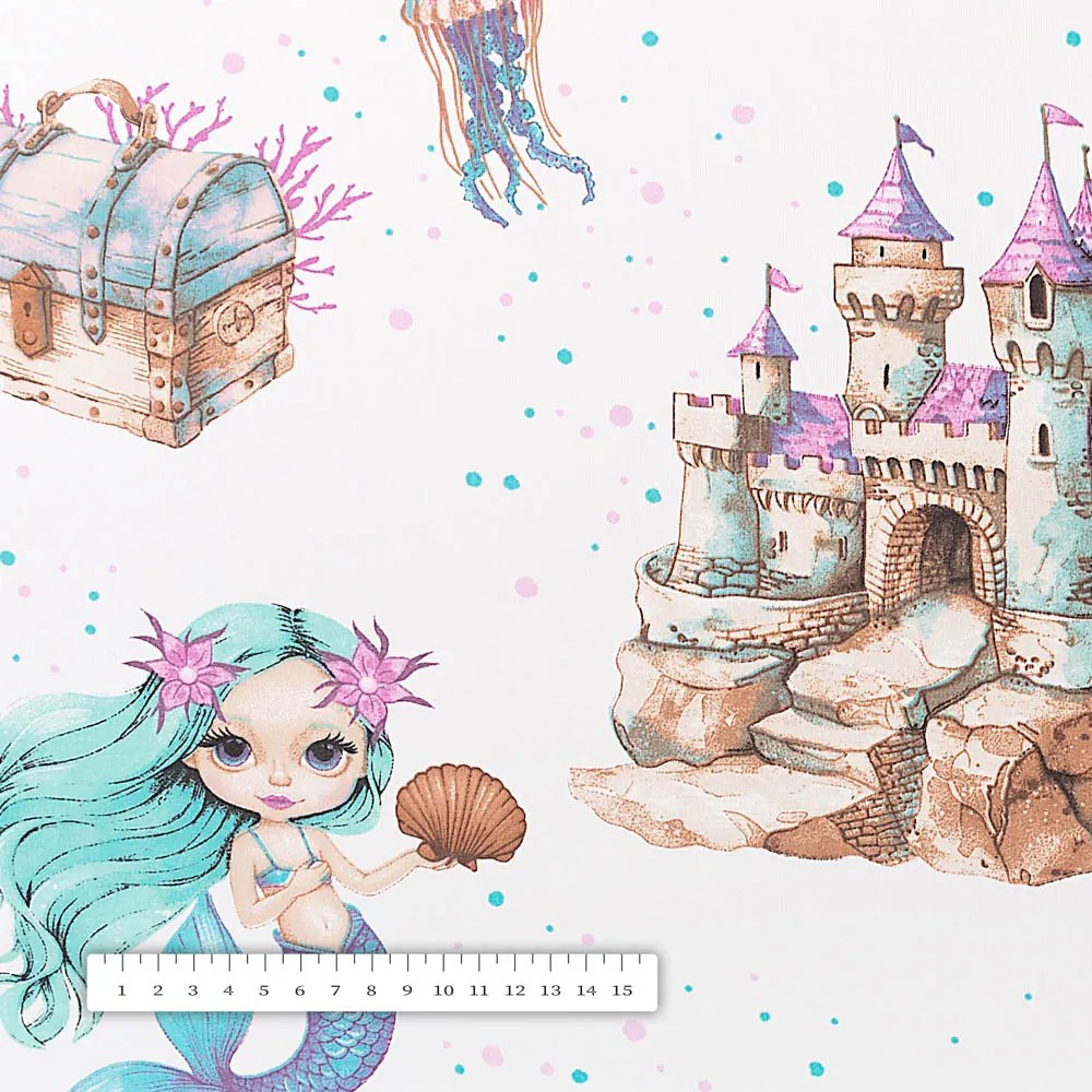 Biante Detský bavlnený štvorcový obrus Sandra SA-567 Morské víly a kráľovstvo na bielom 60x60 cm