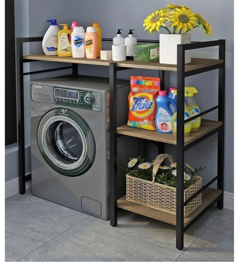 Regál Baret (dub + čierna). Vlastná spoľahlivá doprava až k Vám domov. 1119408