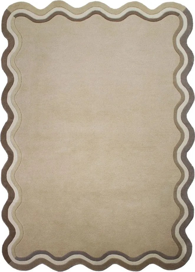 Ručne tkaný vlnený koberec v prírodnej farbe 160x230 cm Leo Scallop – Flair Rugs
