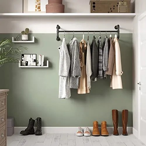 Nástenný vešiak na oblečenie, čierny, 29,3x110x30cm