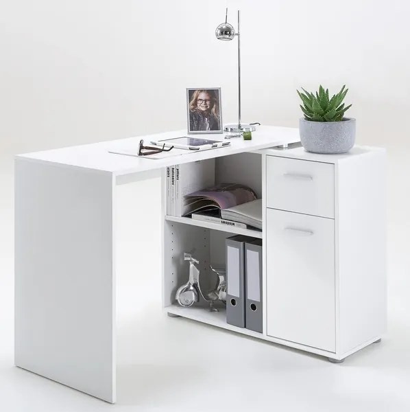 Písací stôl s regálom Albrecht, biely