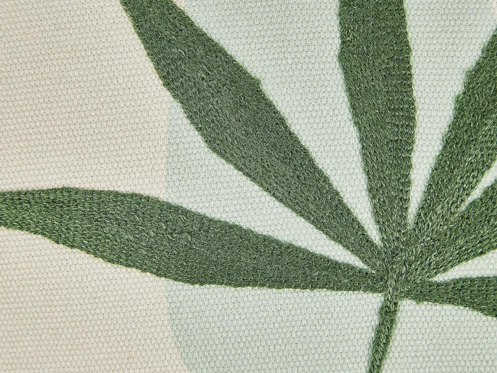 Sada 2 vyšívaných vankúšov s motívom listu 45 x 45 cm zelená DAVALLIA Beliani