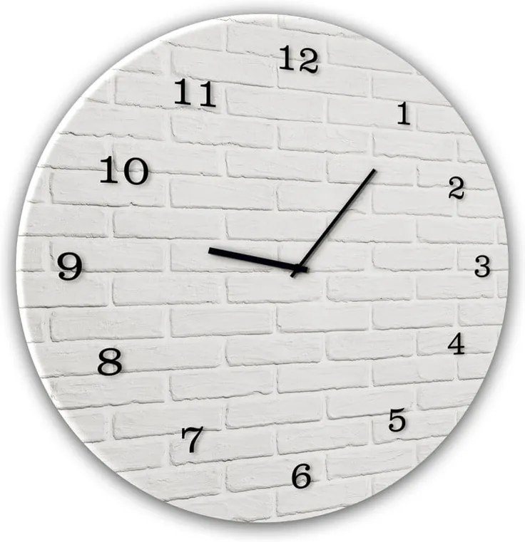 Nástenné hodiny Styler Glassclock White Brick, ⌀ 30 cm